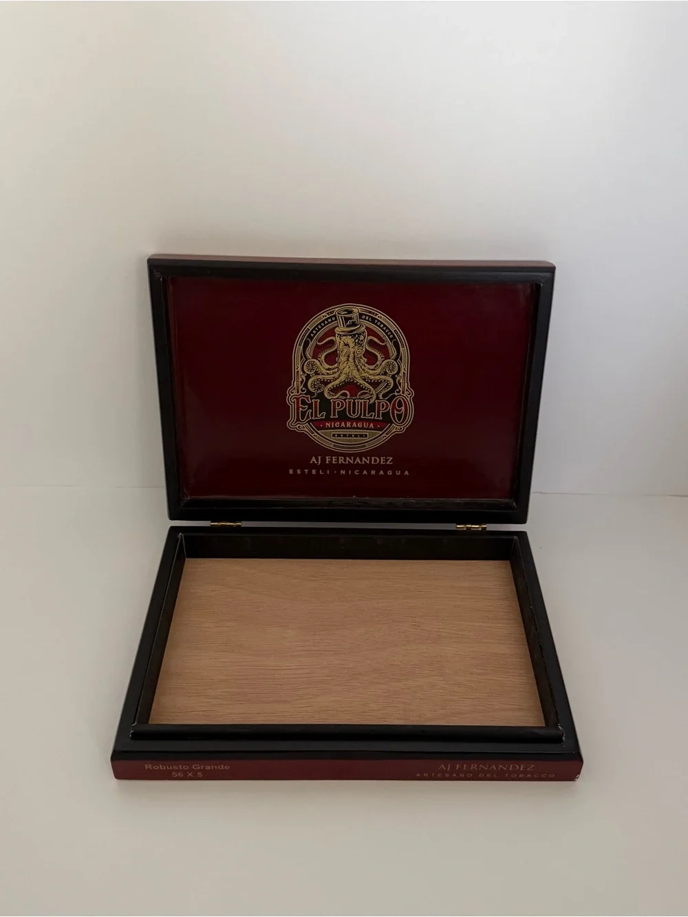 AJ Fernandez El Pulpo Toro Grande Empty Wooden Cigar Box